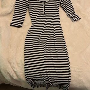 Black and white striped cotton dress
